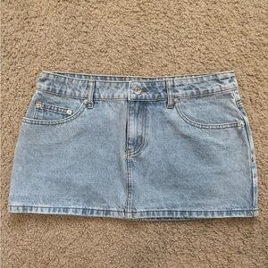 Edikted Light Blue Denim Mini Skirt